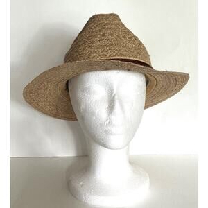 Tommy Bahama Brown Shademaker Leather Band W/Marlin Braid Rafia Fedora Hat